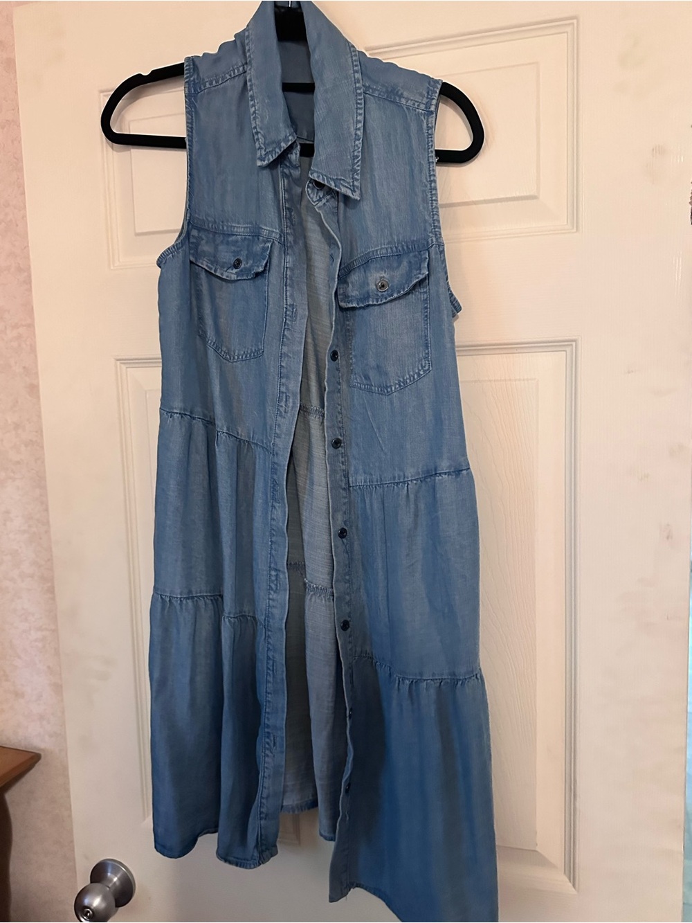 Light Blue Sleeveless Denim Mini Dress